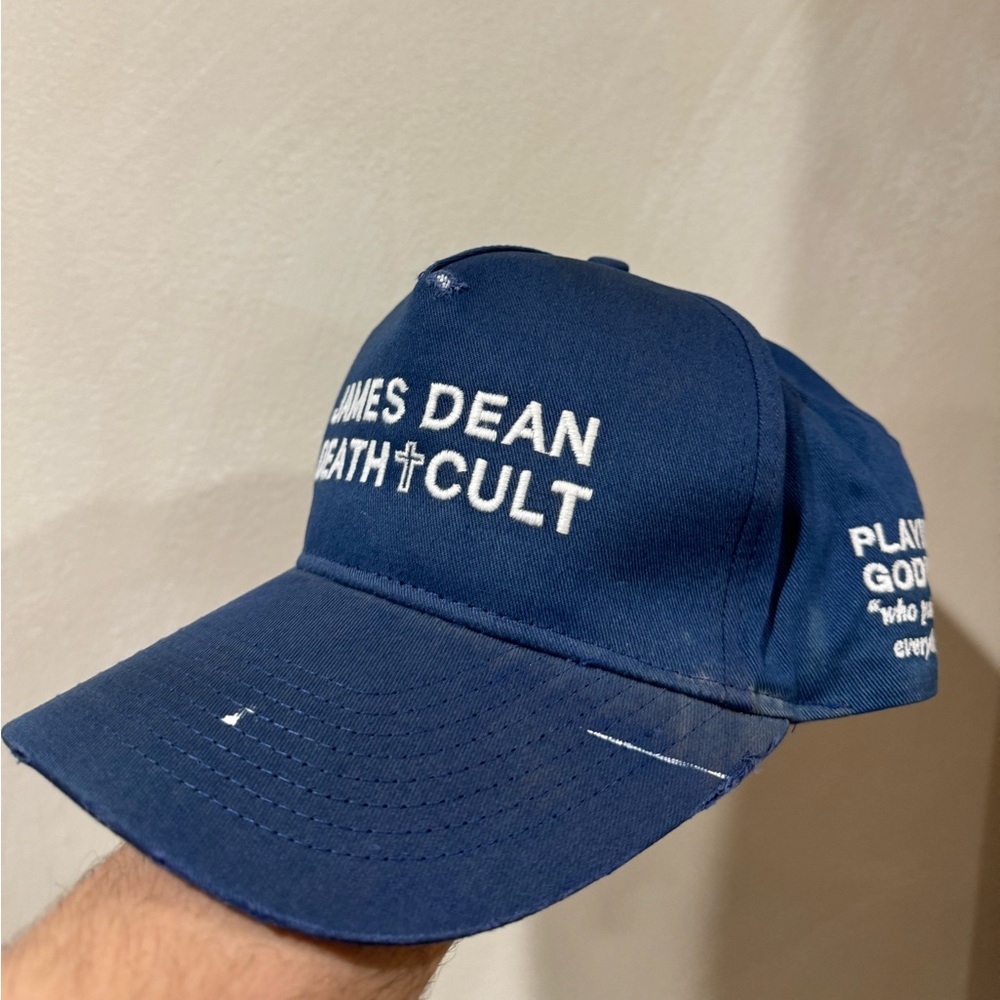 Blue James dean death cult hat signed by James Franco